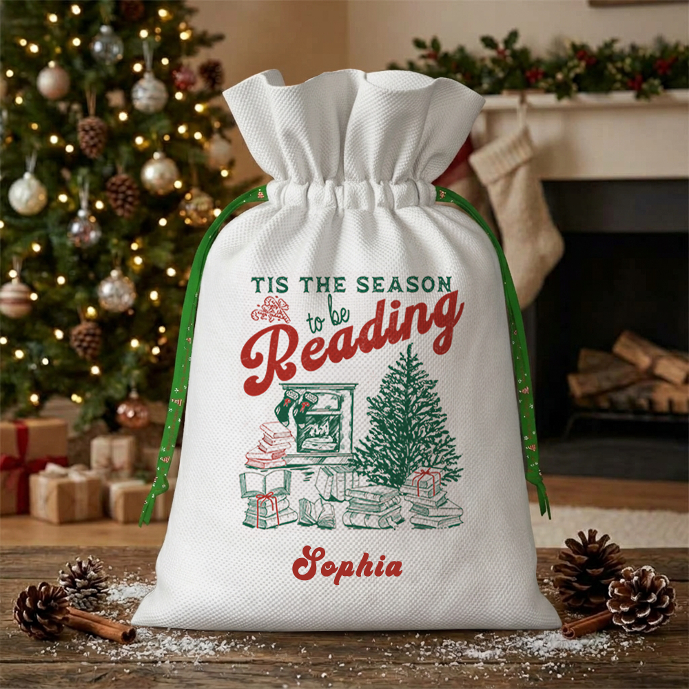 Pagewings Personalized Tis The Season to be Reading Christmas Santa Sack