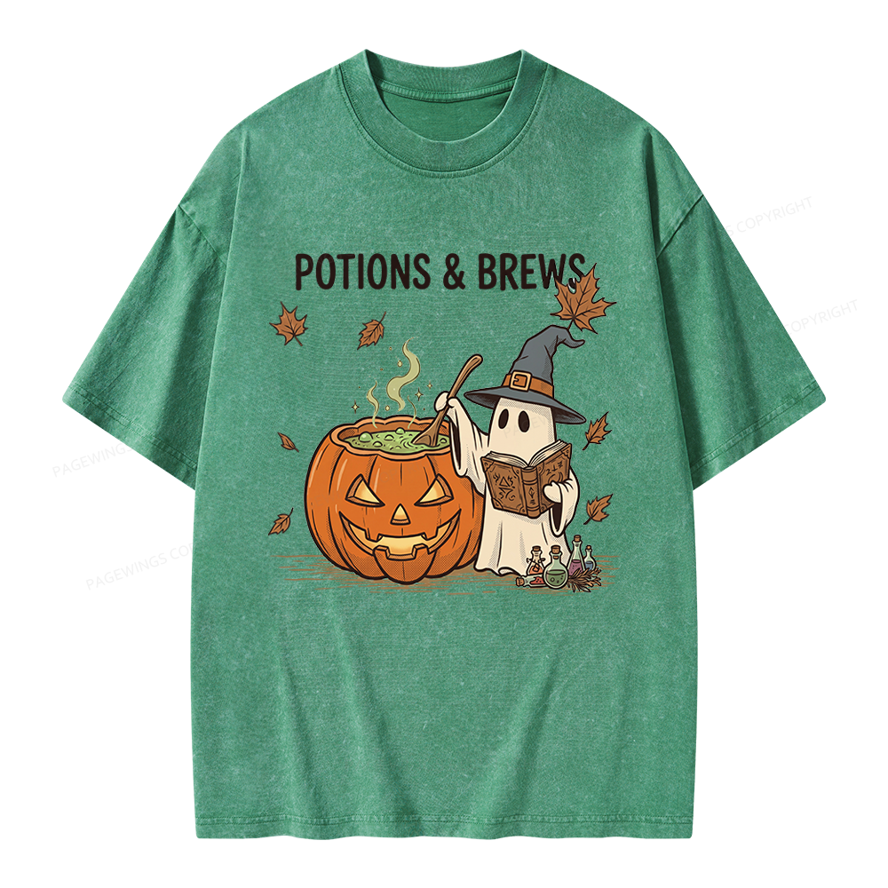 Pagewings Potions and Brews Unisex Washed T-shirt