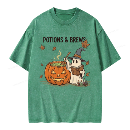 Pagewings Potions and Brews Unisex Washed T-shirt