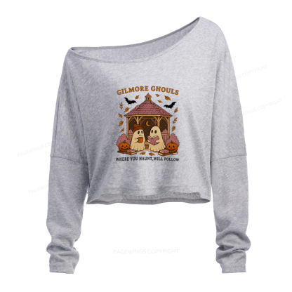 Pagewings Gilmore Ghouls Slouchy Long Sleeve Off Shoulder T-shirt