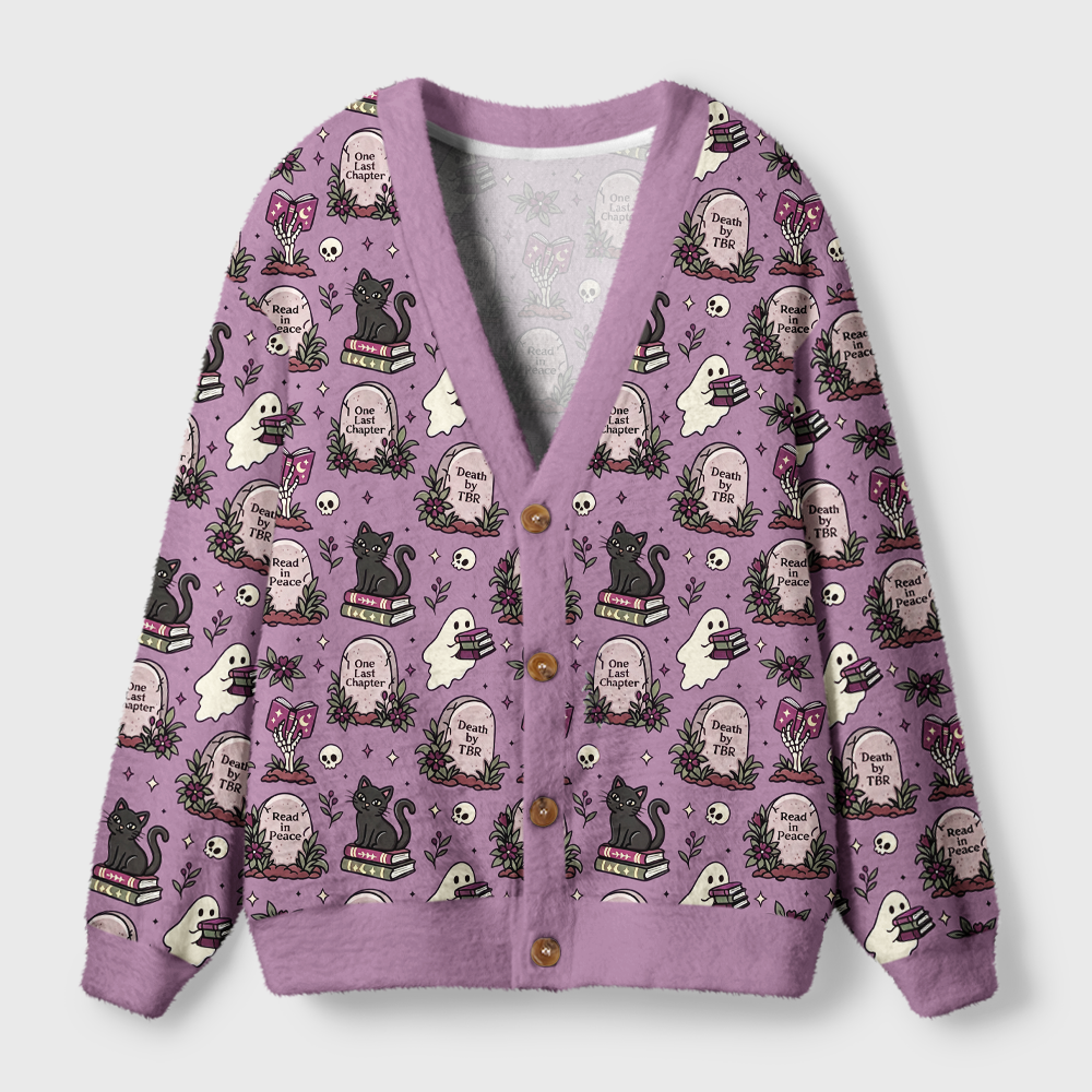 Pagewings Ghosts Love Reading Light Knit Unisex Cardigan Sweaters