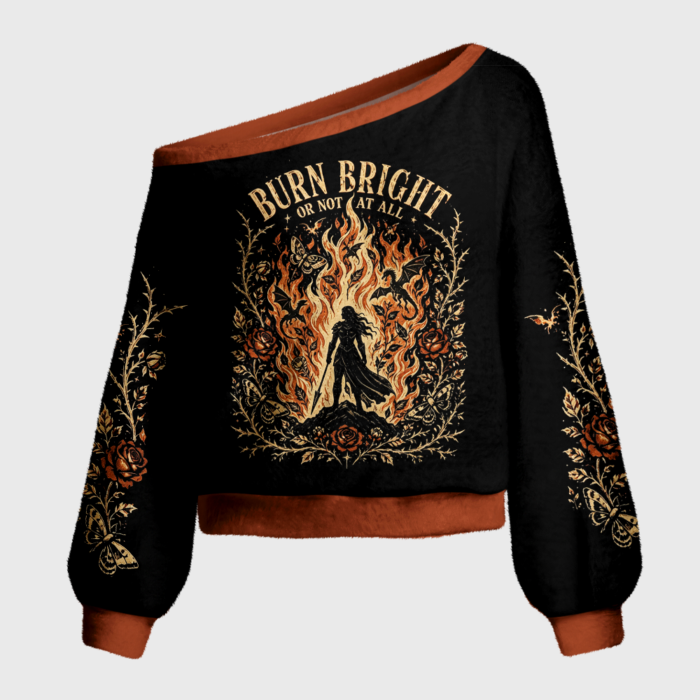 Pagewings Burn bright Off Shoulder Ugly Knit Sweater
