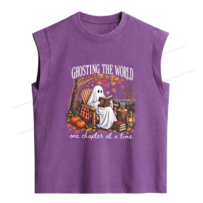 Pagewings Ghosting The World Sublimatio Women's Washed Tank Top