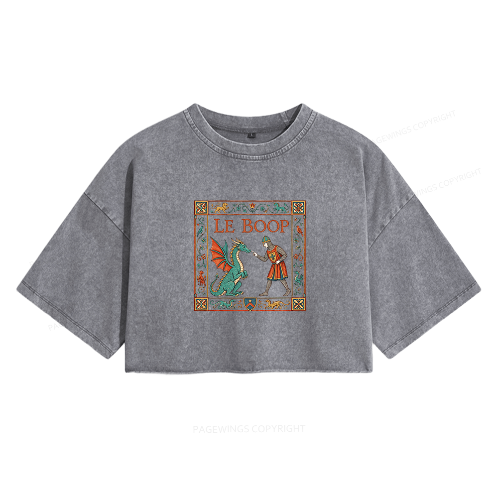 Pagewings Le Boop Women's Washed Cropped T-shirt
