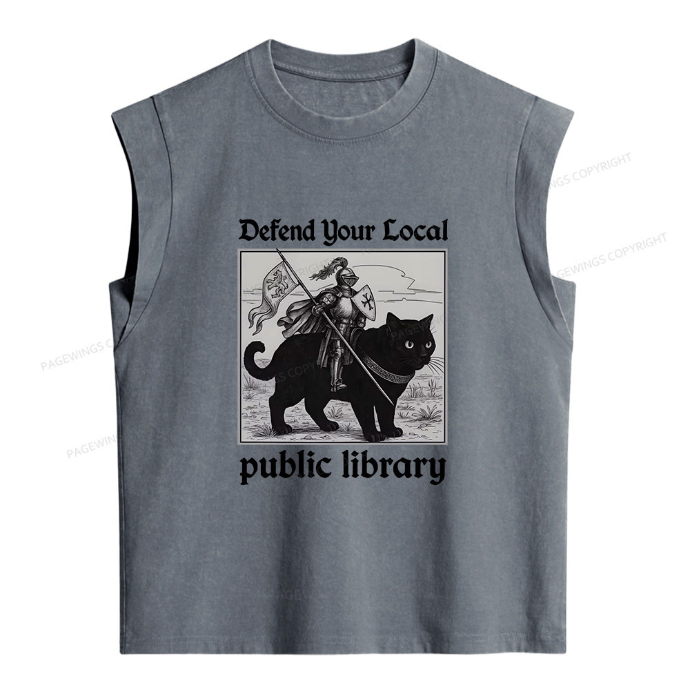 Pagewings Defend Your Local public library Women's Washed Tank Top