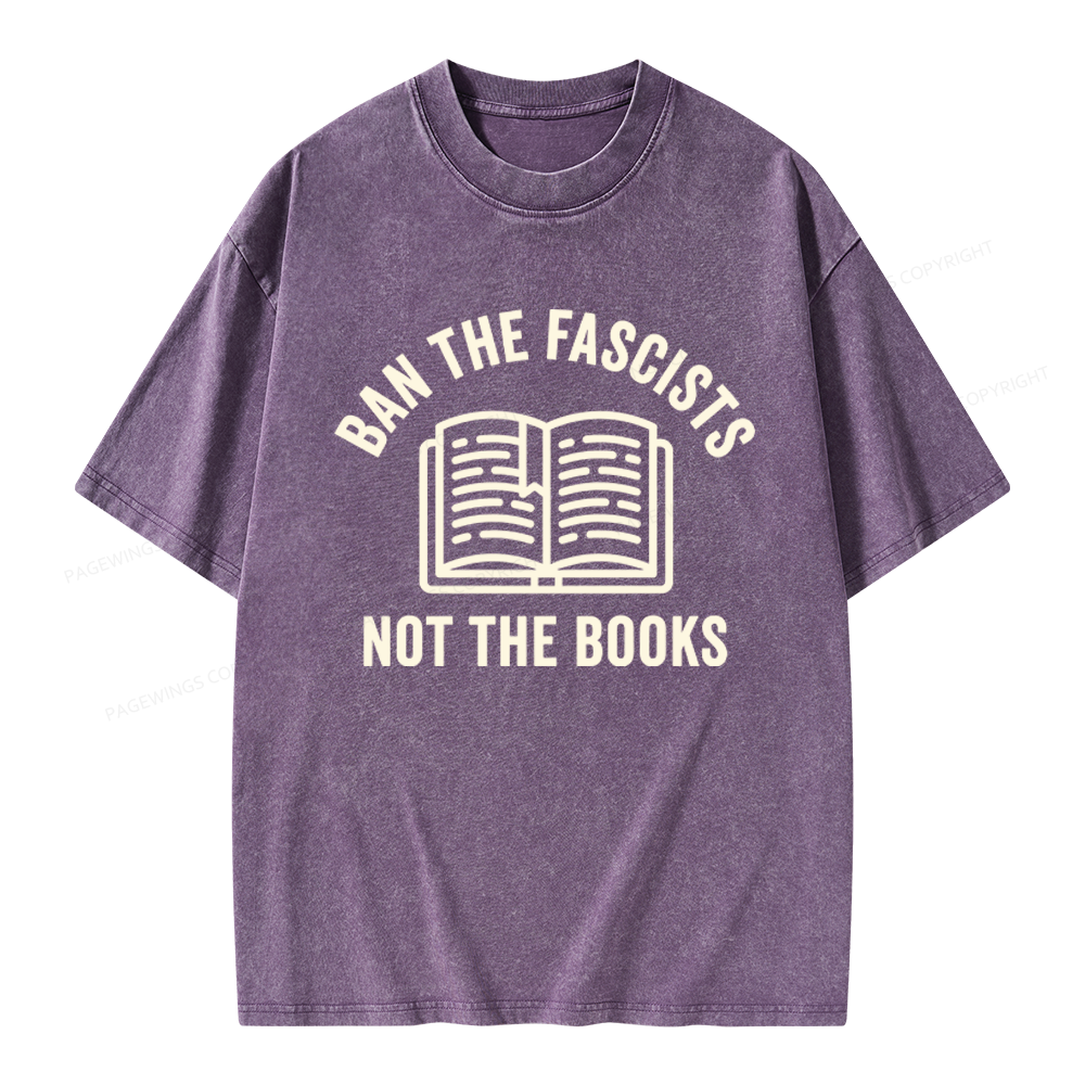 Pagewings Ban Fascists Not Books Unisex Washed T-shirt