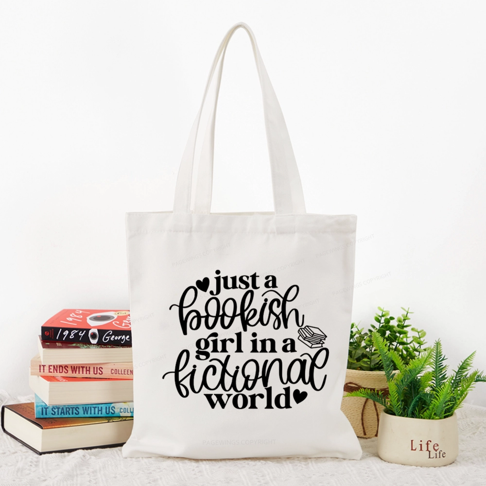 Pagewings Just A Bookish Girl In A Fictional World Tote Bag
