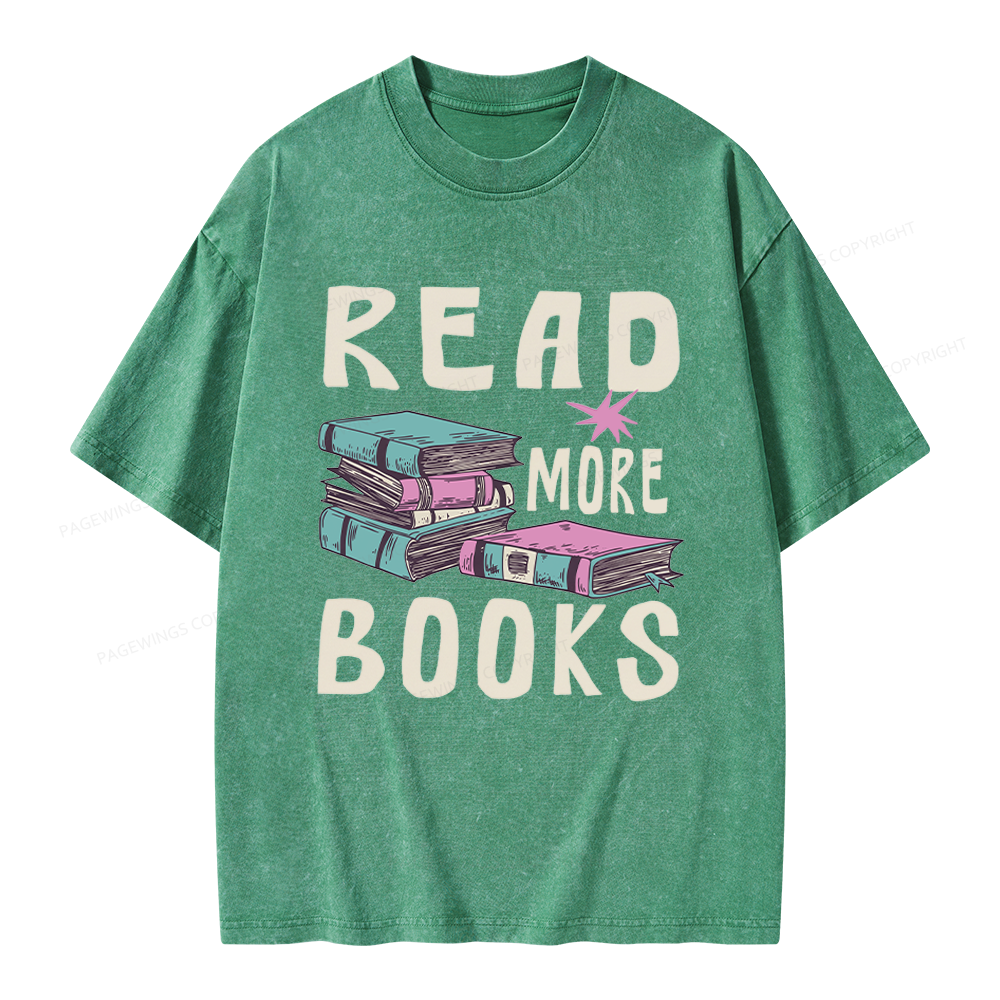 Pagewings 90s Vintage Read More Books Unisex Washed T-shirt