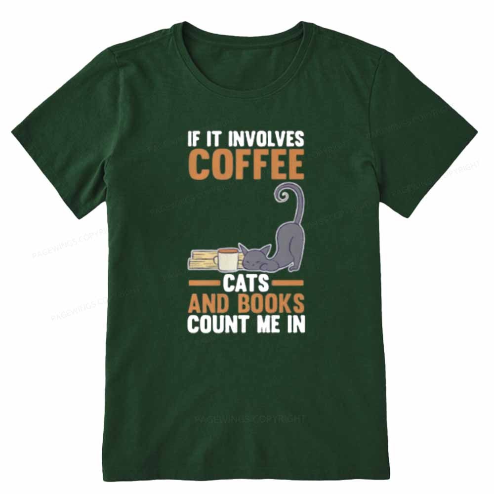 Pagewings Cats Reading Books Coffee Unisex Classic T-shirt