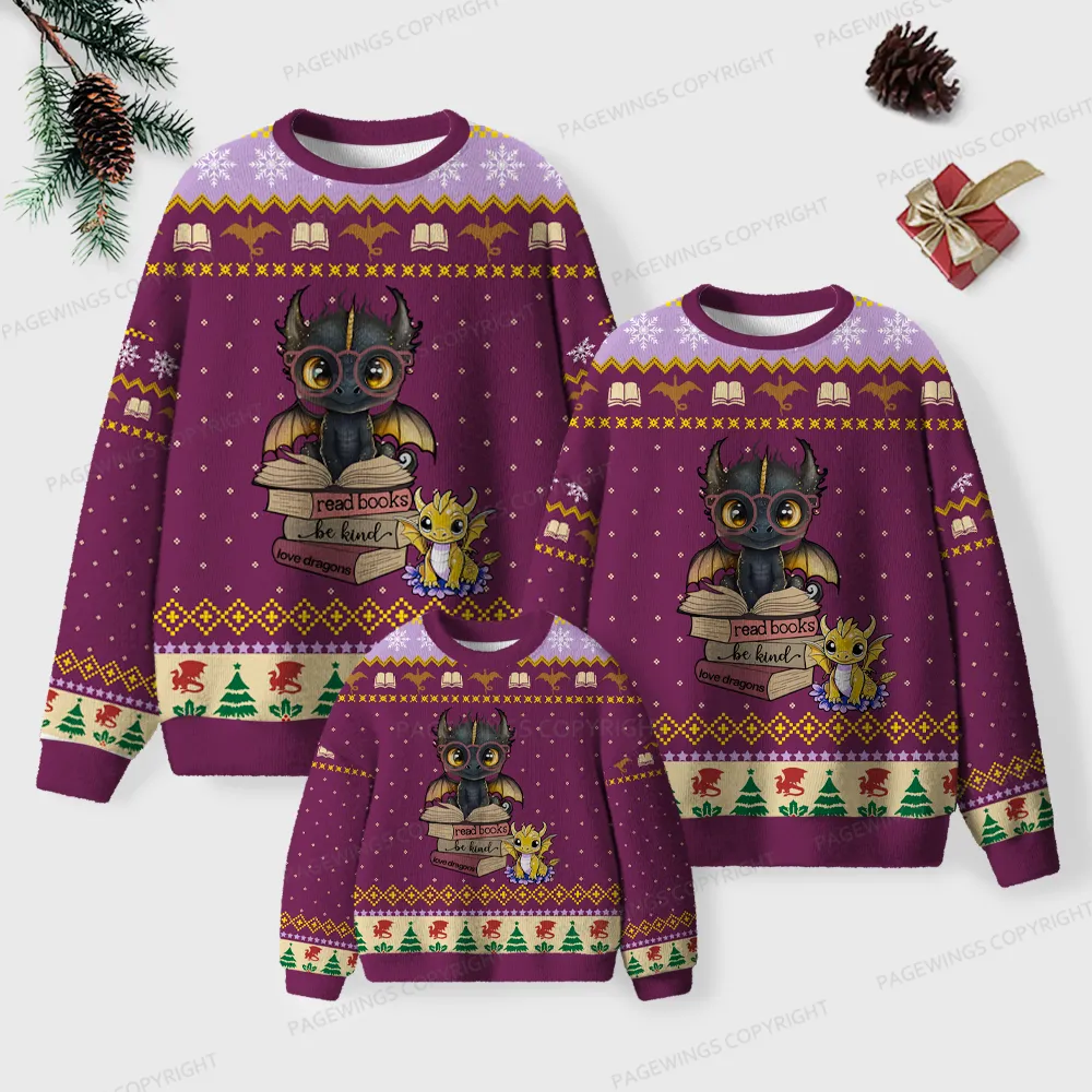 Pagewings Read Books Be Kind Unisex Ugly Knit Sweatshirt