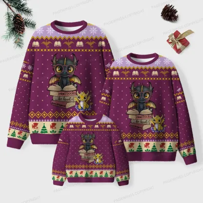 Pagewings Read Books Be Kind Unisex Ugly Knit Sweatshirt