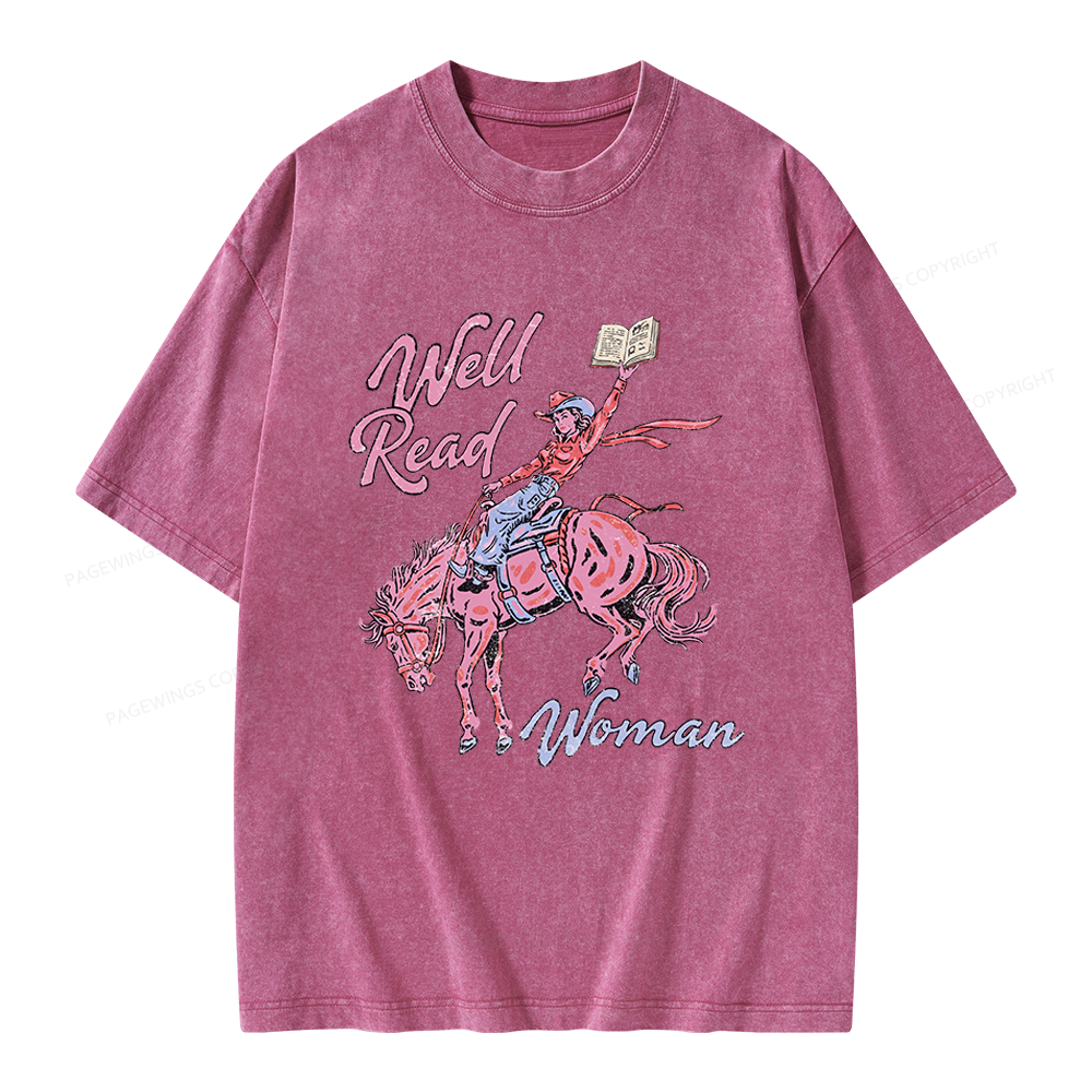 Pagewings Well Read Woman Unisex Washed T-shirt