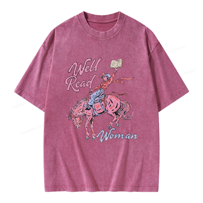 Pagewings Well Read Woman Unisex Washed T-shirt