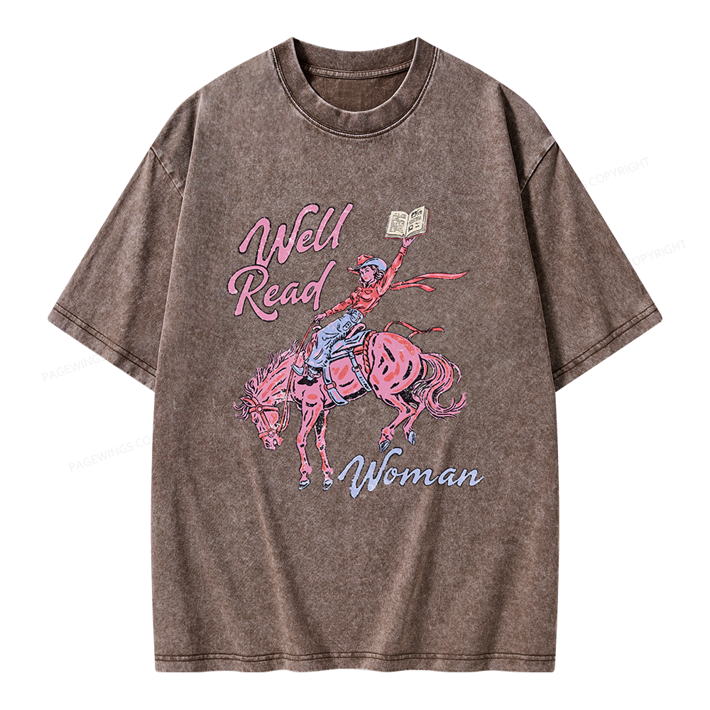 Pagewings Well Read Woman Unisex Washed T-shirt