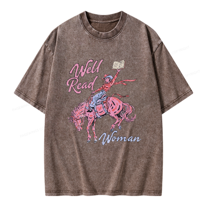 Pagewings Well Read Woman Unisex Washed T-shirt