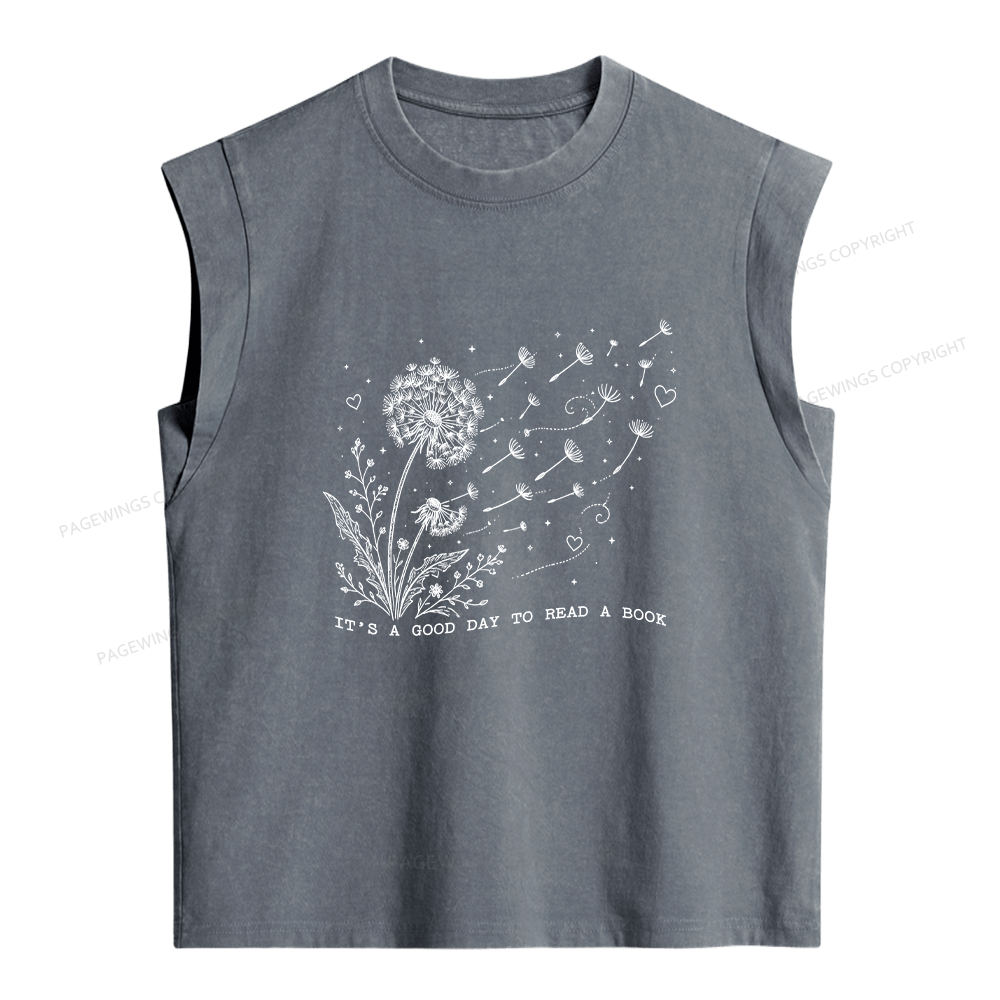 Pagewings It’s a Good Day to Read a Book Women's Washed Tank Top