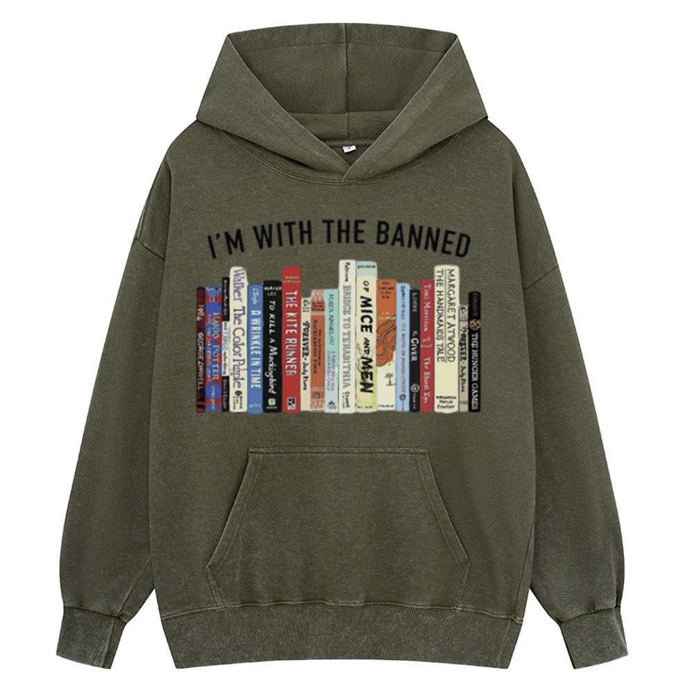 Pagewings I'm With The Banned Reading Unisex Washed Hoodie