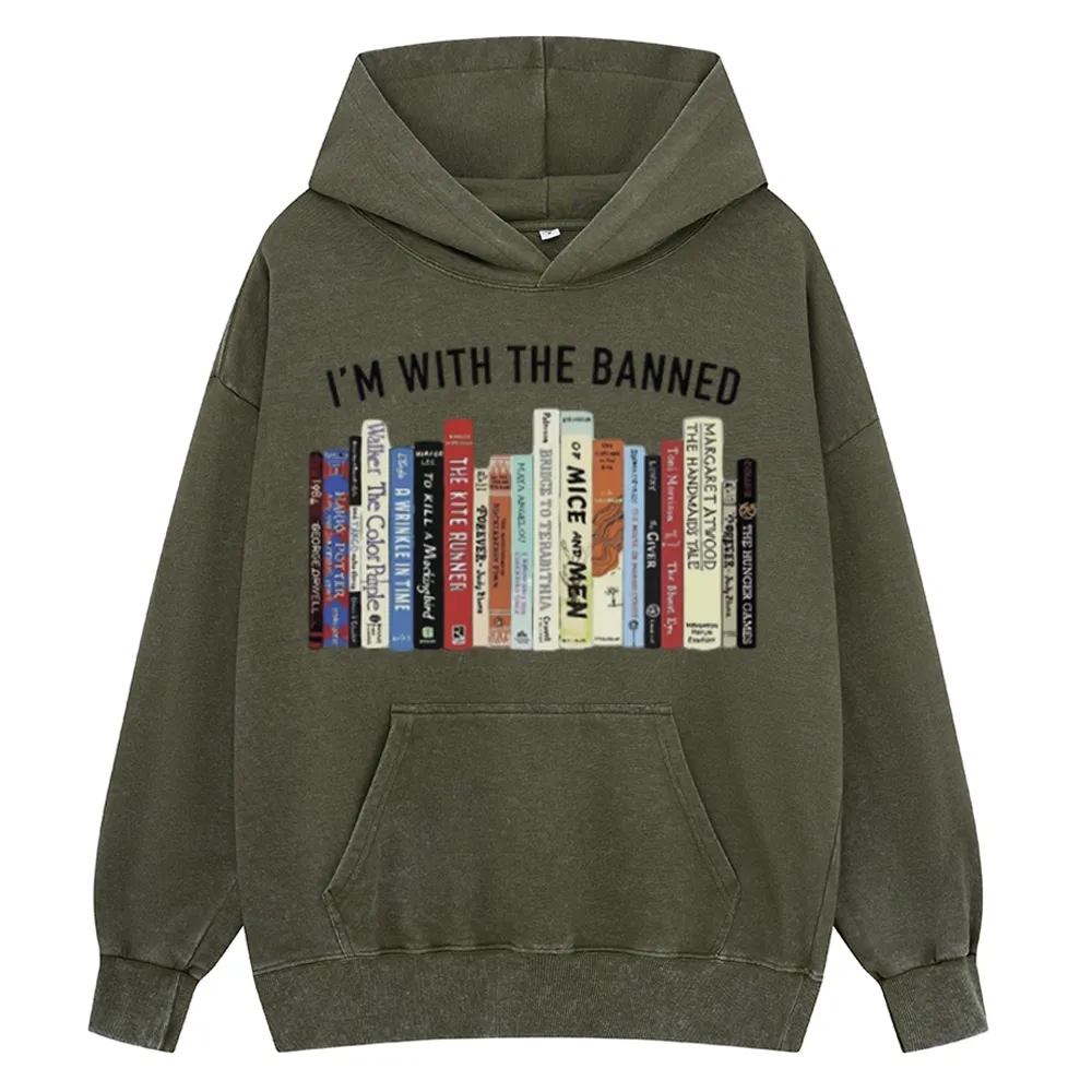 Pagewings I'm With The Banned Reading Unisex Washed Hoodie