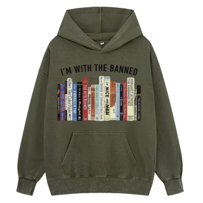 Pagewings I'm With The Banned Reading Unisex Washed Hoodie