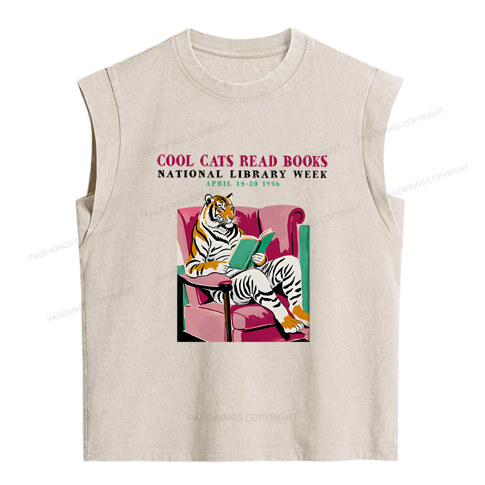 Pagewings Library Week Poster 1996 Women's Washed Tank Top