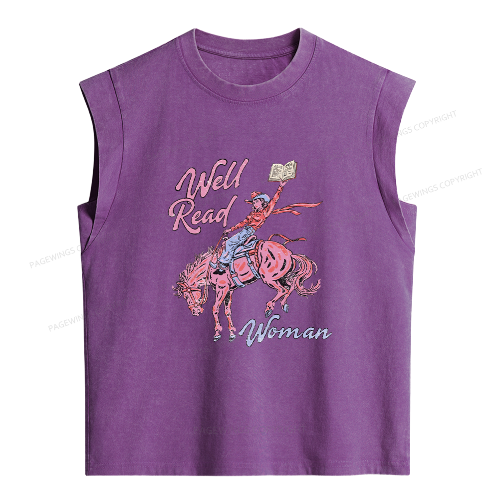 Pagewings Well Read Woman Women's Washed Tank Top