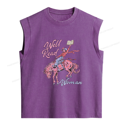 Pagewings Well Read Woman Women's Washed Tank Top