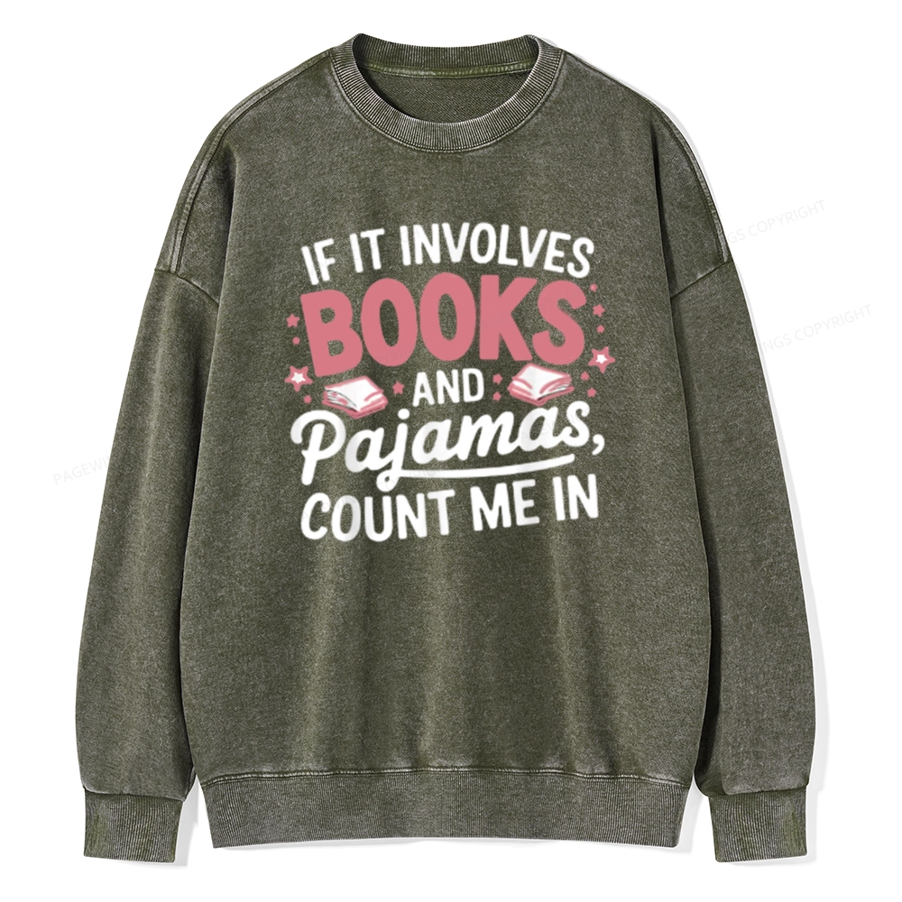 Pagewing Lover Funny Book Reading Unisex Washed Sweatshirt
