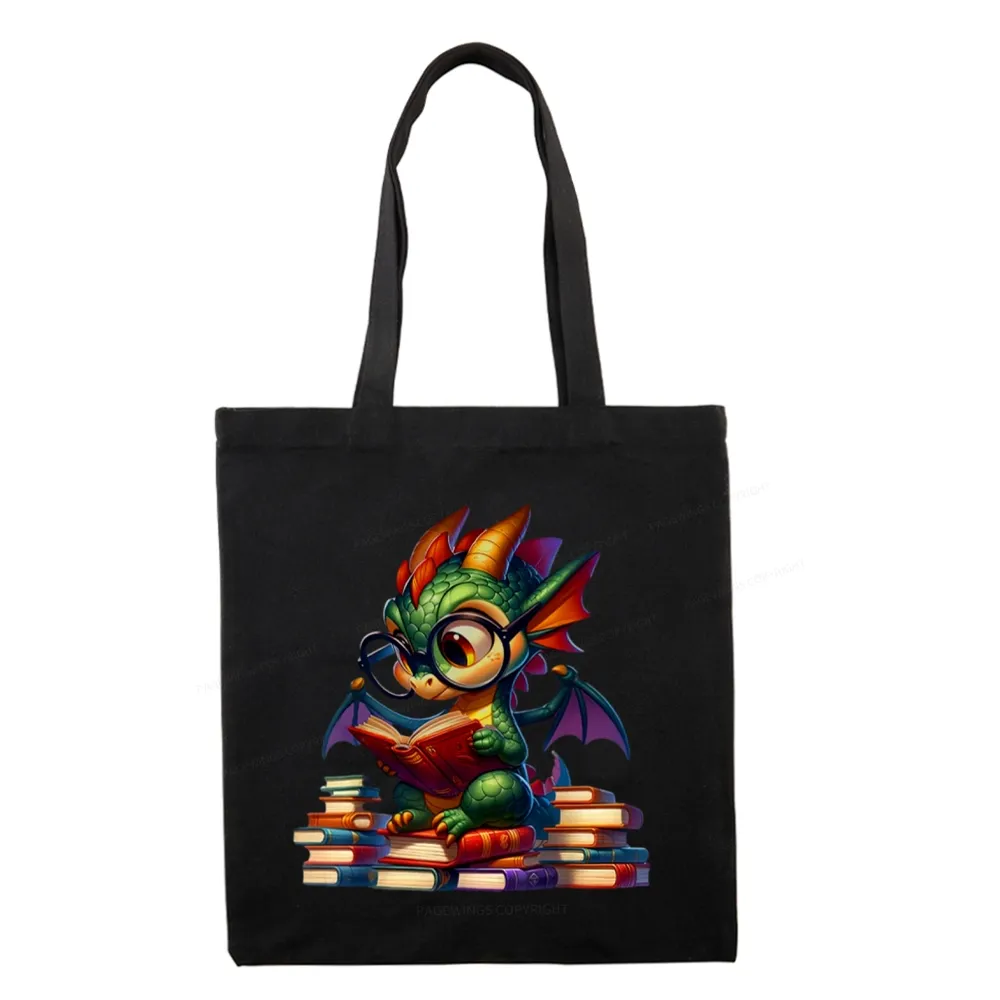Pagewings Dragon And Books Tote Bag