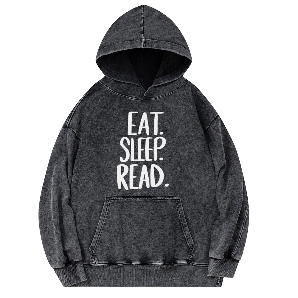 Pagewings Eat Sleep Read Unisex Washed Hoodie