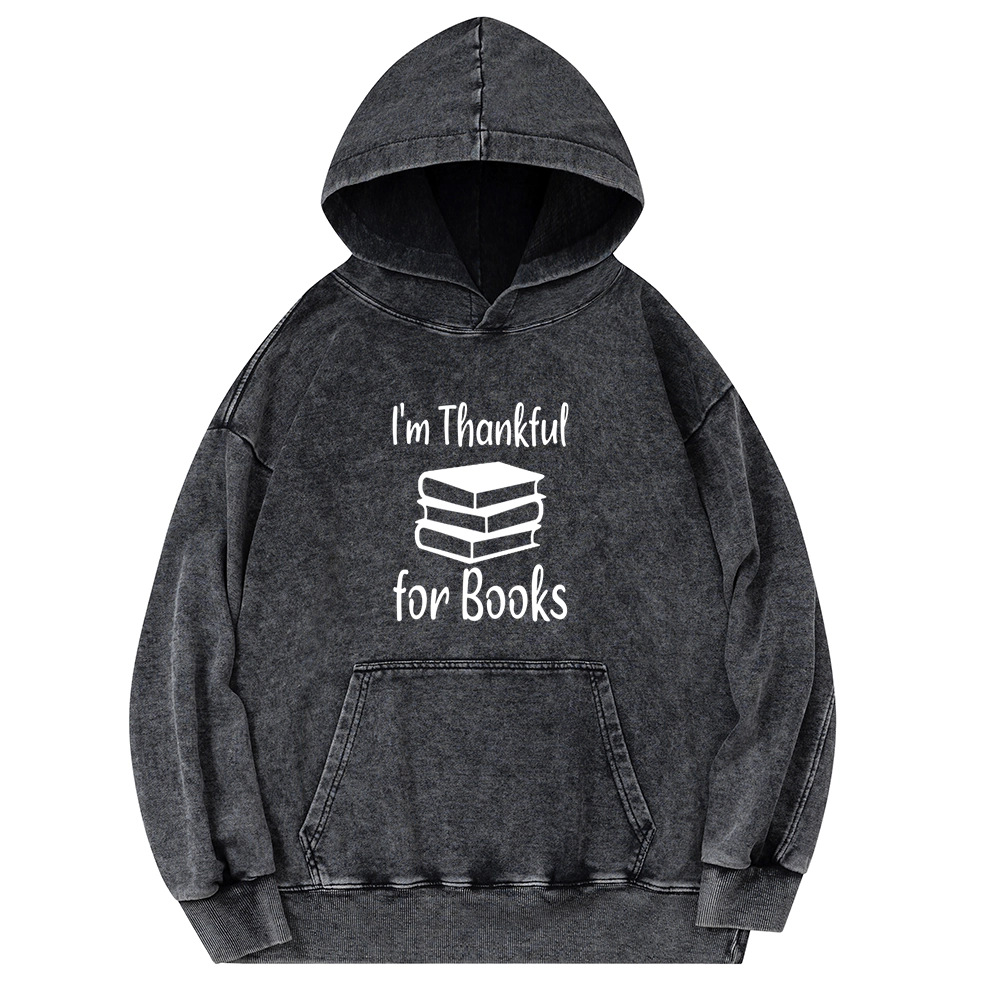 Pagewings Thanksgiving I Am Thankful For Books Unisex Washed Hoodie