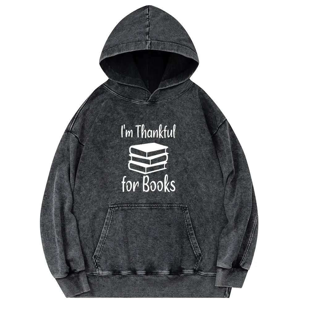 Pagewings Thanksgiving I Am Thankful For Books Unisex Washed Hoodie