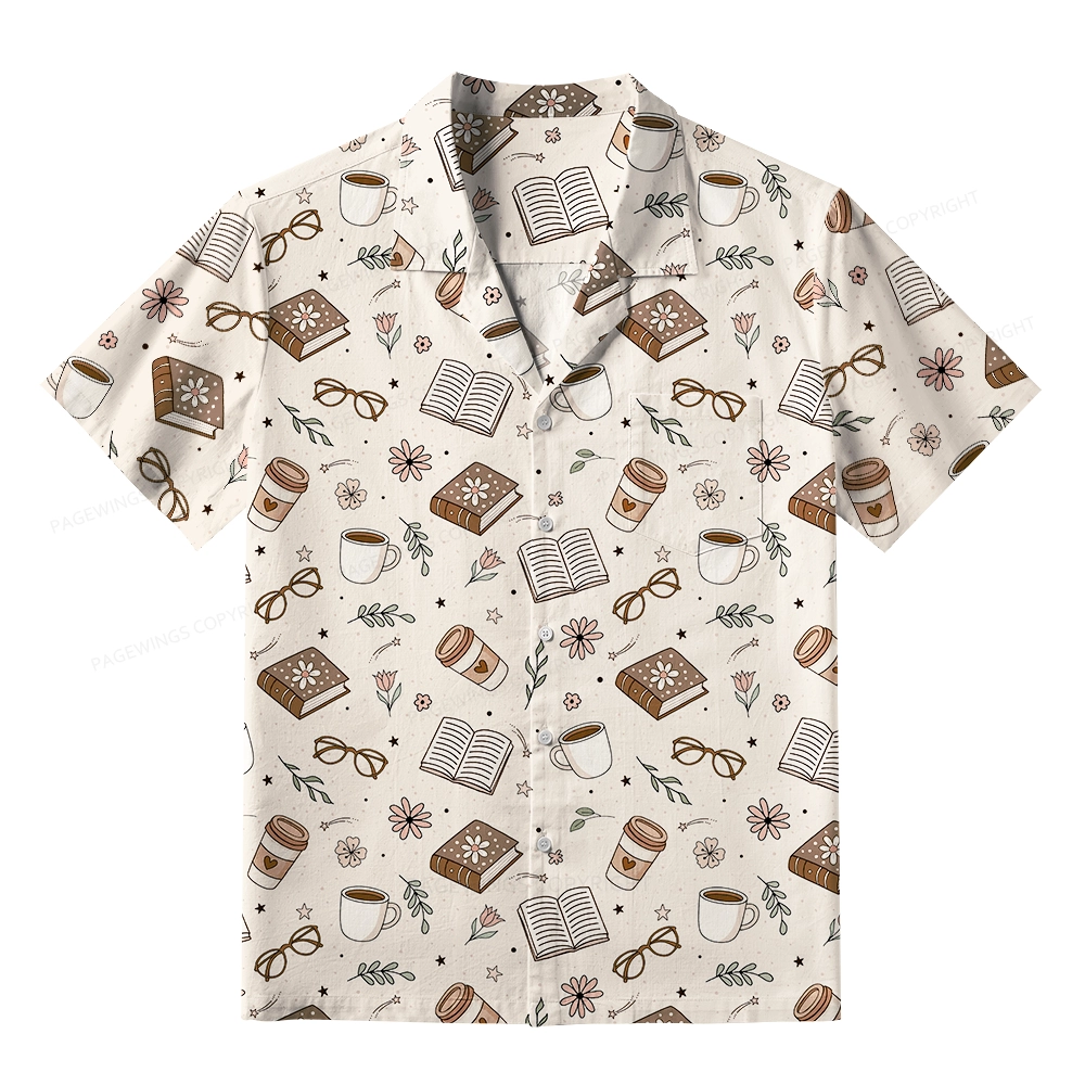 Pagewings Coffee book Rainy Day Unisex Hawaiian Shirt