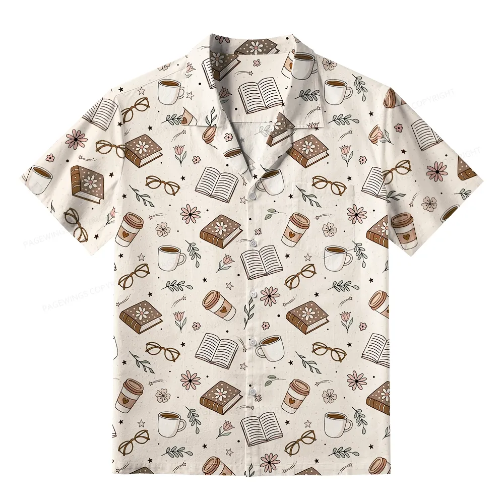 Pagewings Coffee book Rainy Day Unisex Hawaiian Shirt