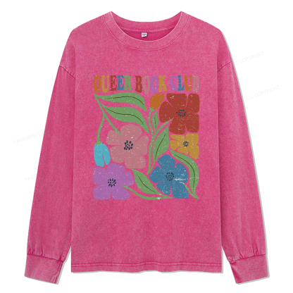 Pagewings Queer Book Club Unisex Washed Long Sleeve T-shirt