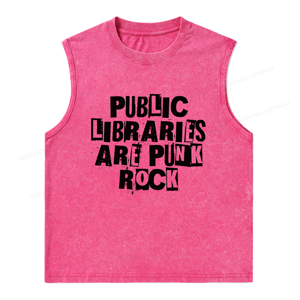 Pagewings Public Libraries Are Punk Rock Unisex Washed Tank Top