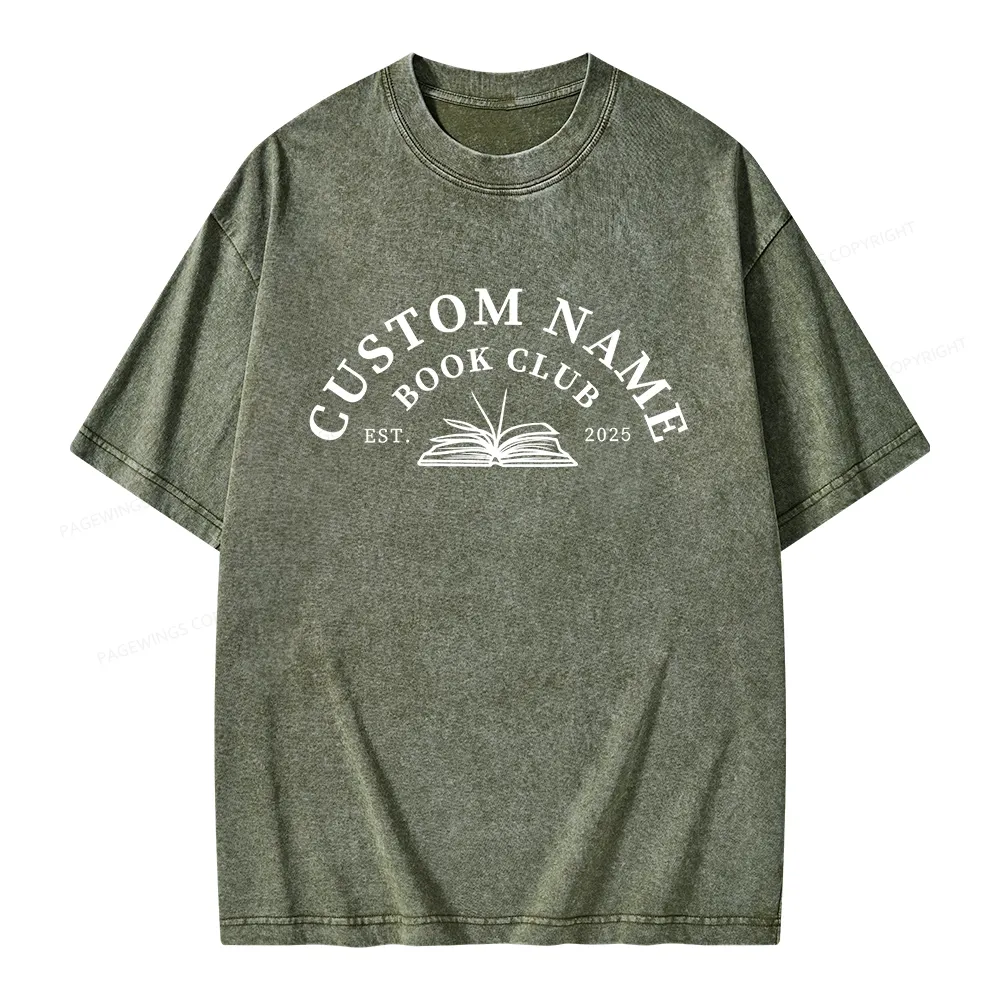 Pagewings Personalized Custom Book Club Unisex Washed T-shirt