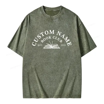 Pagewings Personalized Custom Book Club Unisex Washed T-shirt