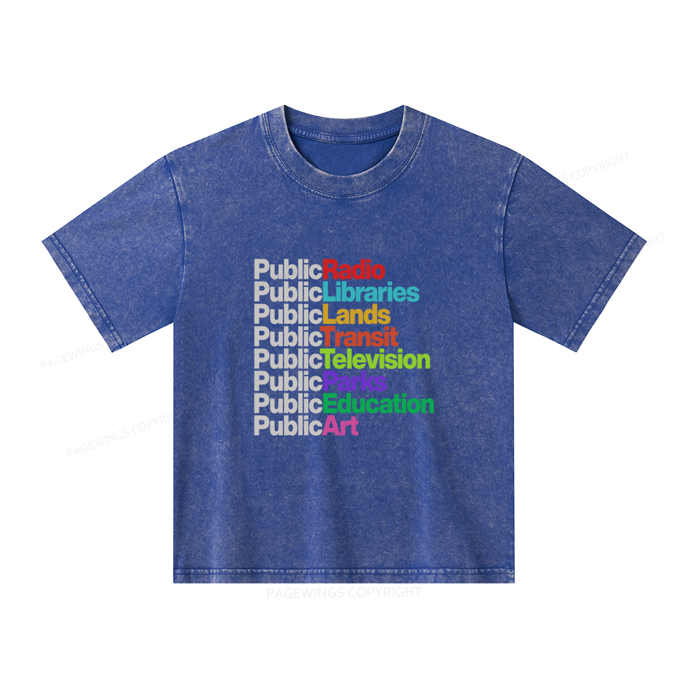 Pagewings Public Libraries Unisex Kids Washed T-shirt