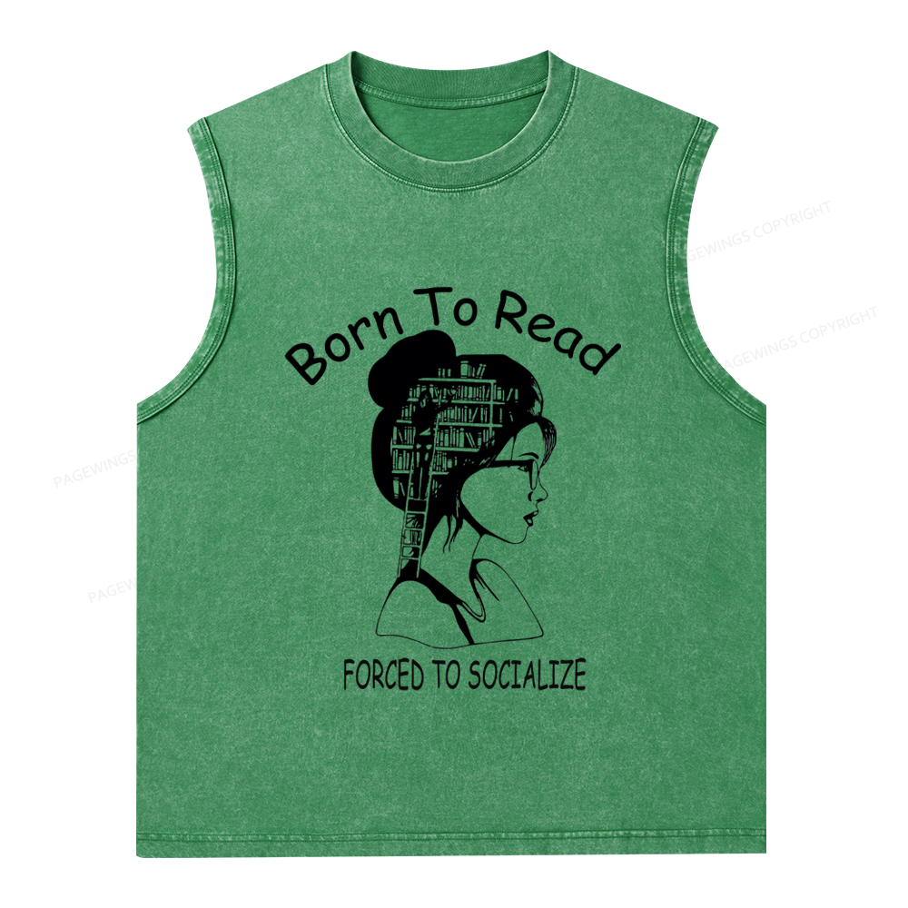 Pagewings Born To Read Unisex Washed Tank Top