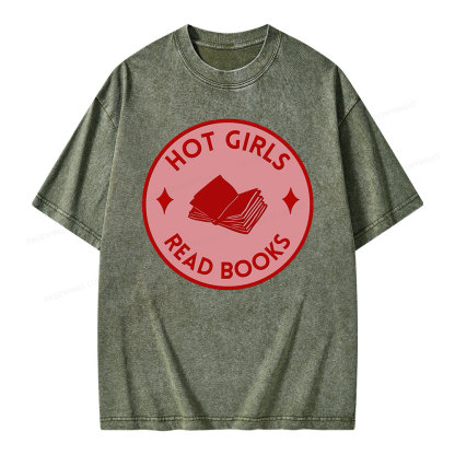 Pagewings Hot Girls Read Books Unisex Washed T-shirt