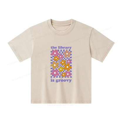Pagewings The Library is Groovy Unisex Kids Washed T-shirt