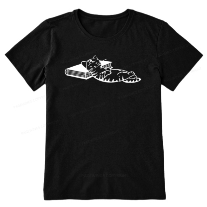 Pagewings A Cat Sleeping On The Book Unisex Classic T-shirt
