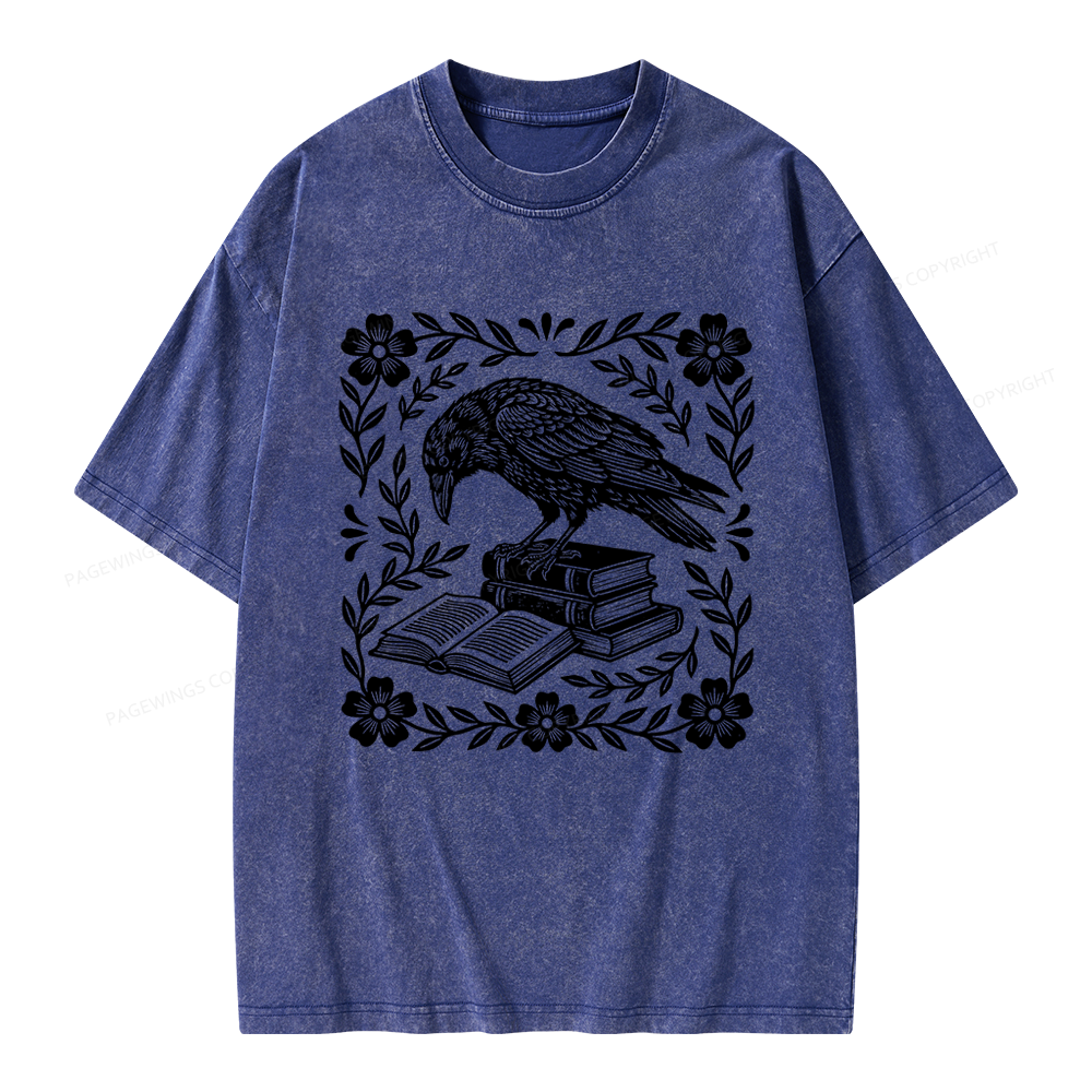 Pagewings Bookish Raven Unisex Washed T-shirt