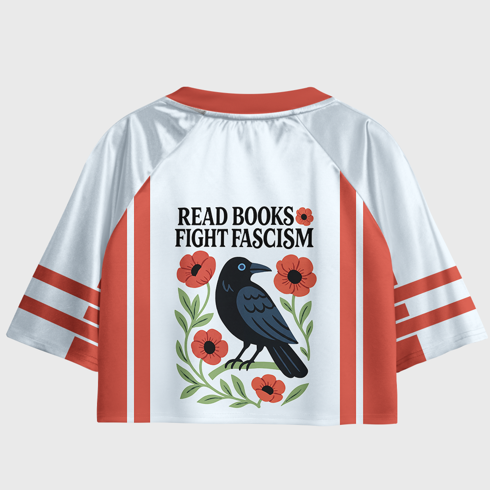 Pagewings Read Books Fight Fascism Women's Cropped Jersey