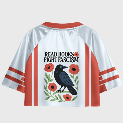 Pagewings Read Books Fight Fascism Women's Cropped Jersey