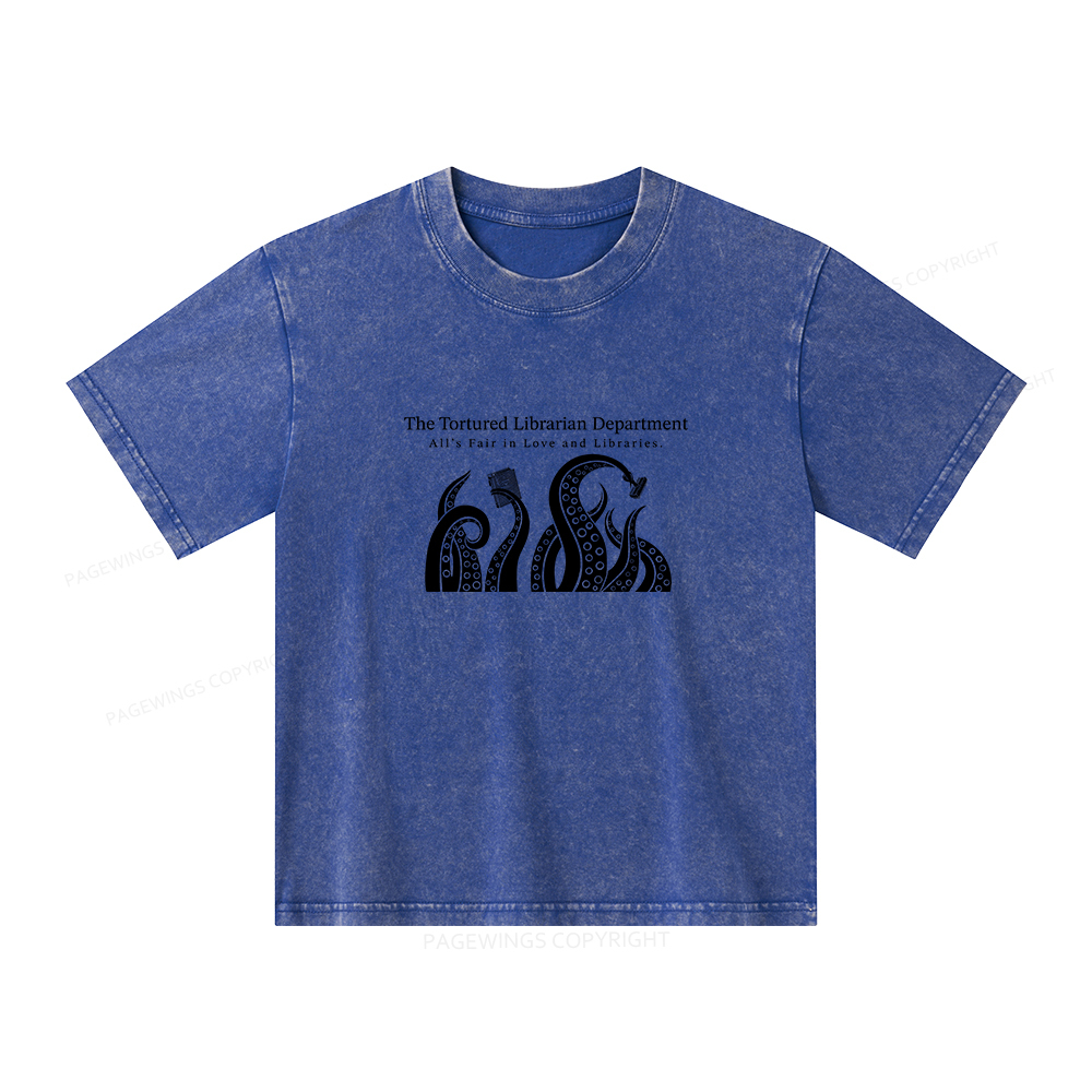 Pagewings The Tortured Librarian Department Unisex Kids Washed T-shirt