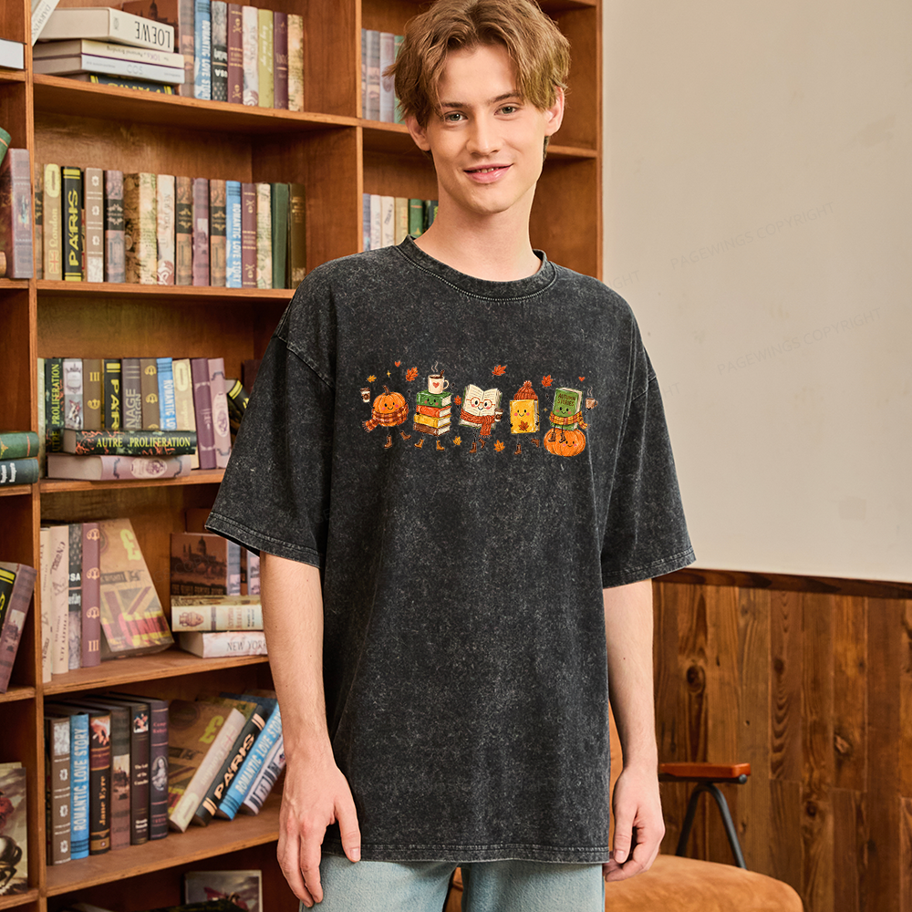 Pagewings All Booked For Fall Unisex Washed T-shirt