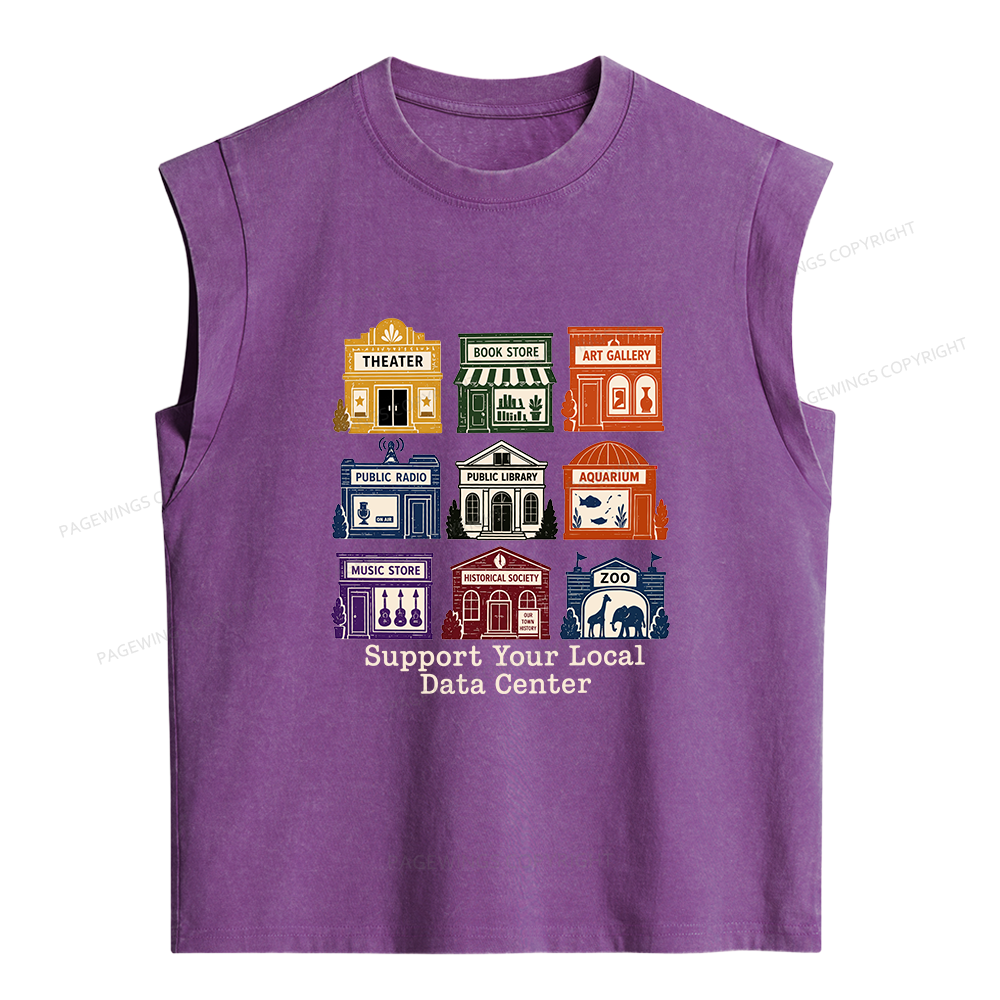 Pagewing Support Your Local Data Center Women's Washed Tank Top