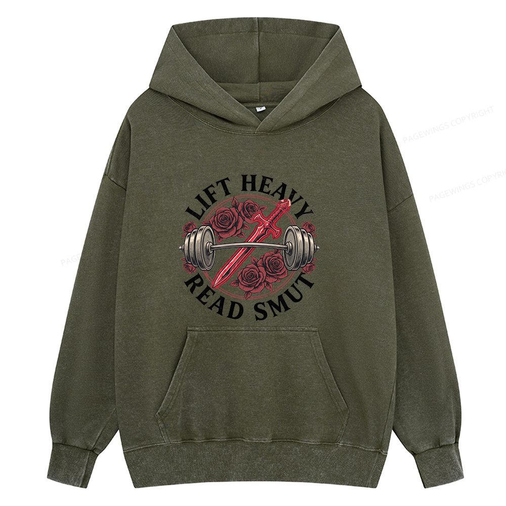 Pagewings Lift Heavy Read Smut Unisex Washed Hoodie