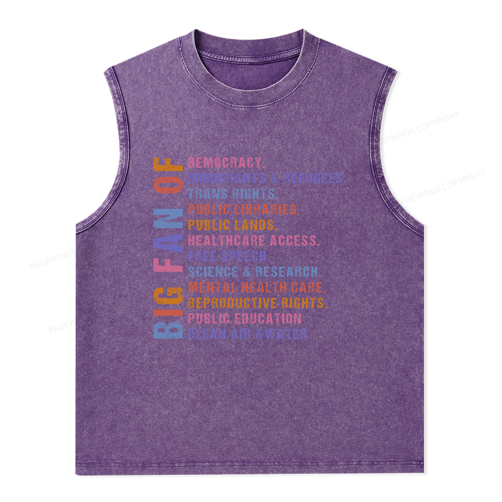 Pagewings Big Fan of Human Rights Unisex Washed Tank Top